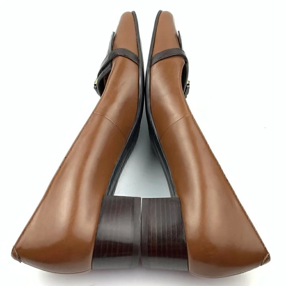 Etienne Aigner heels Ariba 8 tan leather kilted